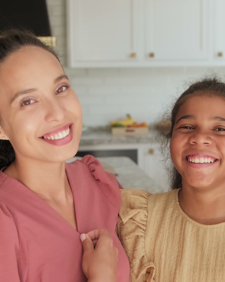 A smiling family at home